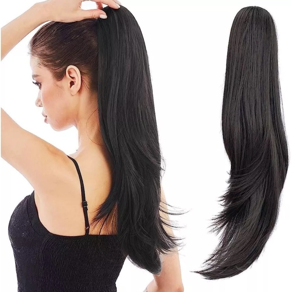 LOT OF 2 - BELLAMI IT'S A WRAP PONYTAIL EXTENSION 16" - HUMAN HAIR, JET BLACK
